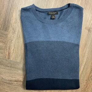Banana Republic Luxury Blend Cashmere Silk Herringbone Sweater Mens Large Blue